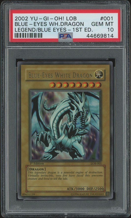Yugioh Blue Eyes White Dragon LOB Wavy 1st Edition PSA 10